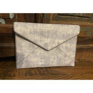 NWT Rebecca Minkoff Leo Envelope Clutch Embossed Leather Periwinkle NO STRAP